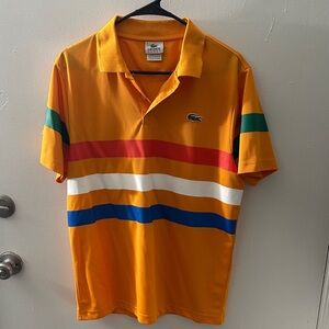Lacoste Men's Polo Shirt with Orange and Multicolor Stripes